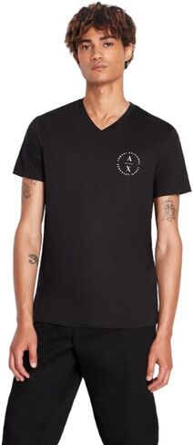 A｜X ARMANI EXCHANGE Men's Slim Fit V Neck Pima Cotton Logo Tee in Saudi Arabia