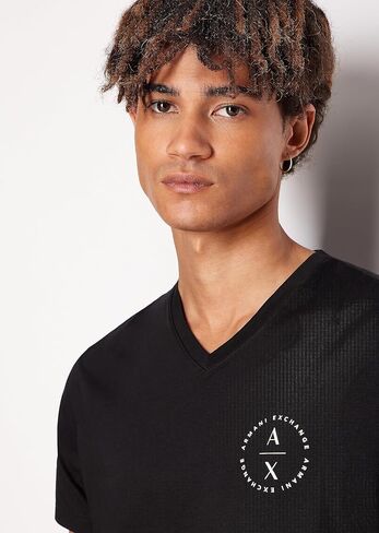 A｜X ARMANI EXCHANGE Men's Slim Fit V Neck Pima Cotton Logo Tee in Saudi Arabia