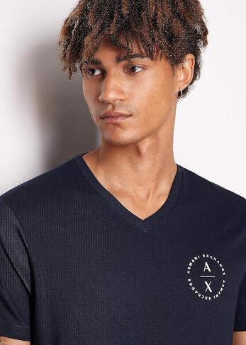 A｜X ARMANI EXCHANGE Men's Slim Fit V Neck Pima Cotton Logo Tee in Saudi Arabia