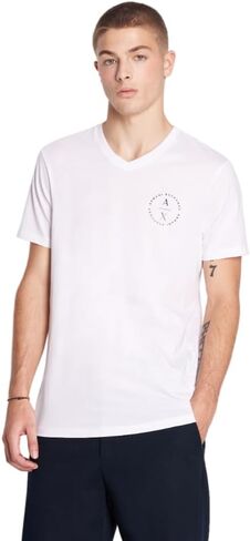 A｜X ARMANI EXCHANGE Men's Slim Fit V Neck Pima Cotton Logo Tee in Saudi Arabia
