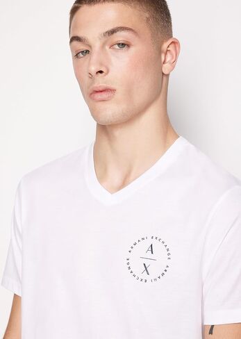 A｜X ARMANI EXCHANGE Men's Slim Fit V Neck Pima Cotton Logo Tee in Saudi Arabia