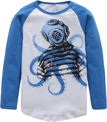 Yoille Boys Dinosaur Shirt Long Sleeve Cotton T Shirts Graphic Crew Neck Tees in Saudi Arabia