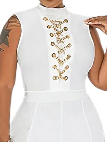 Flamingals Women's Chain Detail Tie Back Sleeveless Top & Pants Set Casual Set in Saudi Arabia