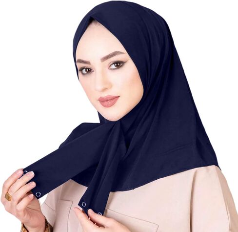 حجاب عمامة إسلامية فورية مع أزرار كبس للنساء، غطاء رأس قطني، غطاء كامل، قبعة إسلامية تحت الغطاء in Kuwait
