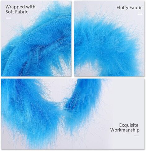 Hiwooii 2 Pack Blue Fuzzy Headbands Fuzzy Costume Hairband Soft Fluffy Furry Headwear Hair Hoop for Party Cosplay in Kuwait