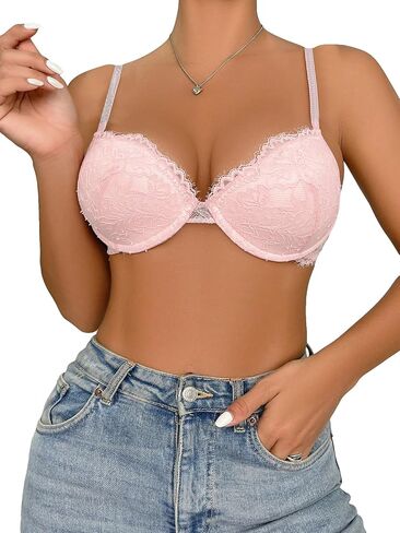 GORGLITTER Women's Sexy Floral Lace Underwire Bra Rhinestone Detail Bralette in Saudi Arabia