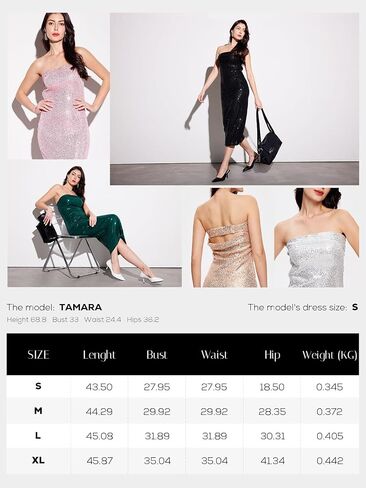 GSMOOT Women's Backless Tube Maxi Dress Sequin Dress Sparkly Glitter Wrap Dress Cocktail Wedding Guest with Strapless in Saudi Arabia