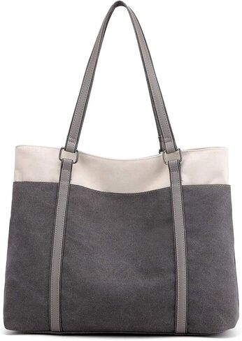 natyrlpog Tote Bag for Women Large Canvas Shoulder Purse for Travel Work Handbag Multi Pockets in Saudi Arabia