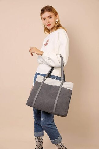natyrlpog Tote Bag for Women Large Canvas Shoulder Purse for Travel Work Handbag Multi Pockets in Saudi Arabia