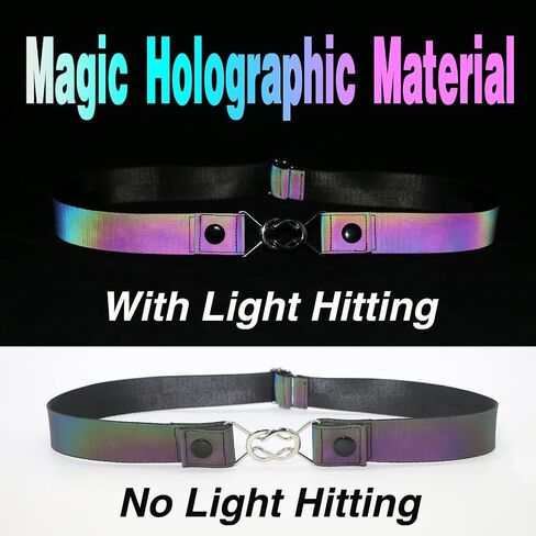 XV Belts For Women With 6 Buckles Replaceable - Holographic Belt Plus Size Snap On Adjustable for Jeans Pants Dresses in Saudi Arabia