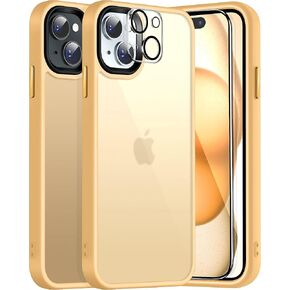 Dssairo 5 in 1 for iPhone 15 Case, with 2X Screen Protectors + 2X Camera Lens Protectors, [15FT Military Grade Protection] Anti-Fingerprints Anti-Scratch Translucent Matte Back (Black)…