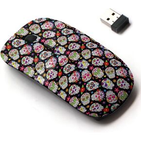 2.4G Wireless Mouse with Cute Pattern Design for All Laptops and Desktops with Nano Receiver - Dead Sugar Skulls