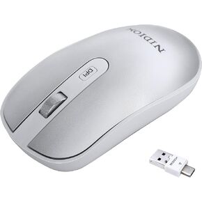 ماوس لاسلكي مع جهاز استقبال نانو للكمبيوتر الشخصي والكمبيوتر المحمول وChromebook والكمبيوتر المحمول - فضي in Kuwait