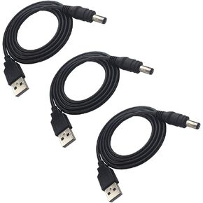 3pcs Extension Cable USB to DC Cable - 5V USB 2.0 Port Male to DC 5V L Type Male 5.5mm x 2.1mm Power Cord Black 100cm(3.3ft) in Kuwait