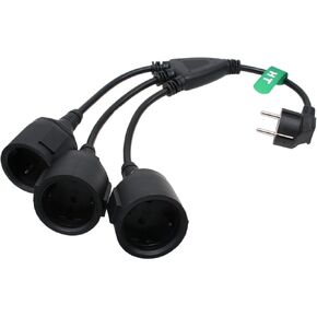 Power Cord Euro Schuko Plug CEE7/7 Male to 3X Schuko Socket CEE7/3 Female, Y Splitter Extension Power Supply Cable 24"