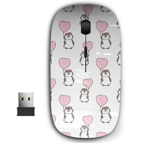 2.4G Ergonomic Portable USB Wireless Mouse for PC, Laptop, Computer, Notebook with Nano Receiver ( Cartoon Penguin Balloon )