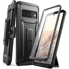 SUPCASE Unicorn Beetle Pro Series Case for Google Pixel 6 (2021 Release), Full-Body Rugged Belt-Clip & Kickstand Case with Built-in Screen Protector (Black)