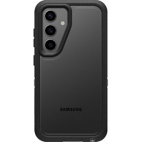 OtterBox Samsung Galaxy S24 Defender Series XT Clear Case - DARK SIDE (Clear/Black), screenless, rugged, lanyard attachment
