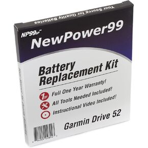 NP99sp NewPower99 Battery Kit for Garmin Drive 52, 52LM, 52LMT with Tools, Video Instructions, Long Life Battery