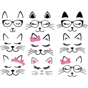 36 Pack Cat Vinyl Stickers for Kids Teen Adults Cute Cat Face Vinyl Decals Stickers for Water Bottle, Laptop, Phone, Skateboard