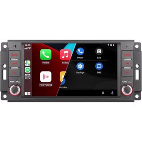 ستيريو سيارة LXKLSZ متوافق مع Carplay اللاسلكي/Android Auto لسيارة جيب رانجلر كوماندر دودج كرايسلر مع شاشة لمس IPS/بلوتوث/وصلة مرآة/FM/AM/USB in Kuwait