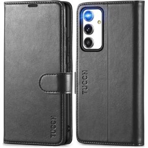 TUCCH Case Wallet for Galaxy A54 5G, TPU Shockproof Interior Case [RFID Blocking] Card Slot Folio [Kickstand], Magnetic PU Leather Flip Cover Compatible with Galaxy A54 6.4" 2023, Dark Blue & Brown