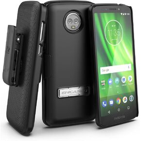 Encased Moto G6 Phone Case with Belt Clip Holster - Rubberized Slim Combo with Metal Kickstand (Slimline Series)