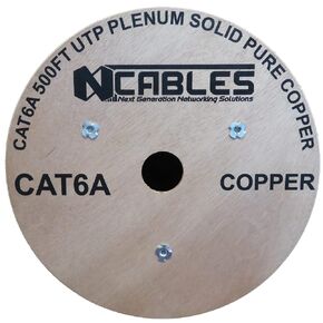 Cat6A Plenum CMP Solid Pure Copper 500 FT (153m), Long Run FLUKE ANALYZED 23 AWG 750MHZ Grade A+ Network Cable Blue White (Blue)