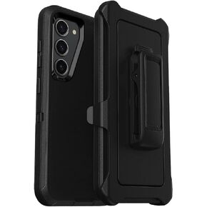 حافظة DEFENDER متوافقة مع هاتف Samsung GALAXY S23 Ultra 5G بدون شاشة مع حماية للمنافذ ومشبك حزام باللون الأسود