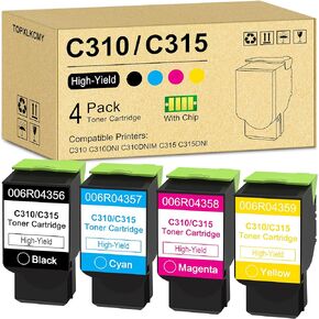 C310/C315 High-Yield Toner Cartridge (4 Pack, Black, Cyan, Magenta, Yellow) 006R04356 006R04357 006R04358 006R04359 Replacement for Xerox C310 C310DNI C310DNIM C315 C315DNI Printer
