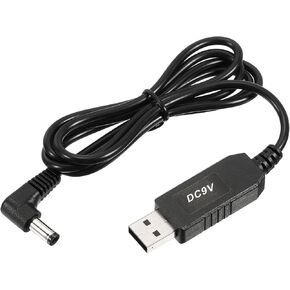 YOKIVE DC 5V to DC 9V USB Step Up Voltage Converter, Power Cable with DC Elbow Jack 5.5mm x 2.5mm, Great for Routers, Car Driving Recorder (Black, 6W 1A)
