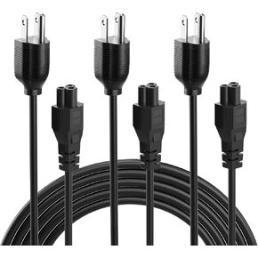 6ft 3 Prong AC Power Cord for Laptop, C5 Power Cord Cable for Computer, 2.5A 250V Power Cord Replacement Compatible with Samsung/Acer Aspire laptop Printers and Monitor, LG TV, etc. - 2 pack