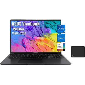 ASUS Vivobook 16" Laptop, WUXGA IPS (1920 x 1200) 16:10 Display, Intel Core i7-1255U (10-Core, up to 4.7GHz), Iris Xe Graphics, 16GB DDR4 RAM, 512GB SSD, Windows 11 Home, Black, with 5ave Mousepad