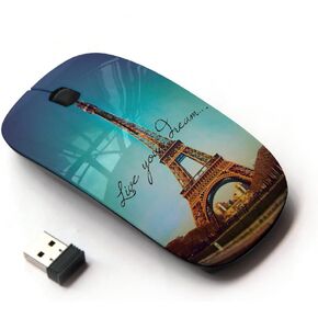 Live Your Dreams Paris Eiffel Tower Ergonomic Wireless Mouse with Nano Receiver