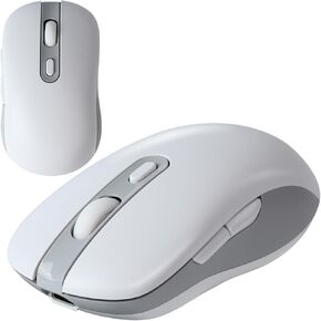 Bluetooth Wireless Mouse,3 Mode (Dual Bluetooth+USB) Rechargeable Computer Mice,Portable Optical Silent Mouse with USB Receiver,DPI Adjustable for Laptop,PC,Computer,Desktop(White)