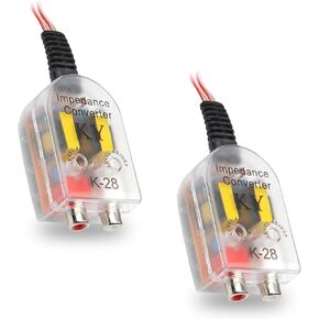 2 Pack K-28 Car Line Audio Output Converter Replacement, Portable Vehicle Impedance Signal Converte, Universal Automotive Auxiliary Inputs Accessories for Truck SUV Car (Transparent)