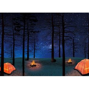 مشهد الغابات التخييم صورة راية 7x5ft وهمية المعسكر الديكور العربة حفلة عيد ميلاد راية خلفيات للتصوير الفوتوغرافي in Kuwait