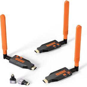Wireless HDMI Transmitter and 2 Receiver, 2.4/5.8GHz, Plug and Play, 1080P Wireless HDMI Expansion of Multiple Televisions, Wireless HDMI Extender for Laptop, PC, Camera, Monitor, Projector