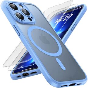 TOCOL 3 in 1 Magnetic for iPhone 13 Pro Max Case, Upgraded [Full Camera Protection] [Compatible with Magsafe] [13FT Military Grade Protection] Bumper for iPhone 13 Pro Max 6.7 Inch, Light Blue