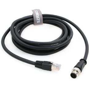 M12 A رمز 8 دبوس ذكر إلى RJ45 كابل إيثرنت Cat6 جيجابت محمي مقاوم للماء كابل شبكة المحرك لمستشعرات رؤية الكاميرا الصناعية Cognex in-Sight 7000 DMR-300 (أزرق، 1 متر)