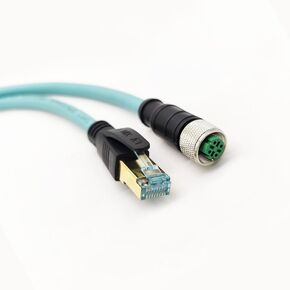 3.28ft M12 4 Pin to RJ45 Industrial Ethernet Cable, M12 4 Pin D Code Female to RJ45 Male Connector Cable High Flex Cat7 Shielded Field Wireable Cable Assembly for Automation Application 1Meter