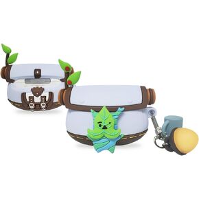 Korok Yahaha Backpack Fashion Funny Cute Case for AirPods Pro 2nd/1st Generation Silicone Antifall Cover with Luminous Pendant for Boys Girls Womens Mens