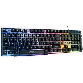 ENHANCE Voltaic 2 Gaming Keyboard - LED Backlit Membrane Keyboard with a Clear, Circuit Design, Mechanical Feeling Keyboard with Multimedia Keys, 19KRO, Anti-Ghosting - Ergonomic Keyboard for PC