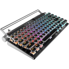 Wireless Typewriter keyboard, mechanical and retro computer typewriter keyboard,Gaming Keyboard， punk dot keycaps for laptop/desktop/MAC/mobile phone