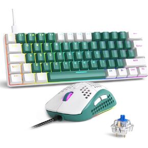 RK-T60 Wired 60% TKL Mechanical Gaming Keyboard Led Rainbow Backlight Ultra-Compact NKRO Linear Red Switch ABS Keycap RGB Honeycomb Mice Coiled Aviator Cable for Windows Laptop PS4/PC/WIN Gamer GunDam in Saudi Arabia