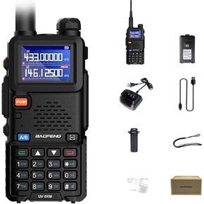 BAOFENG UV-5RM Two Way Radio Multi-Band Long Range Walkie Talkie NOAA USB-C Charging Upgrade of UV-5R Ham Radio Air Band 1.77in LCD Screen with Speaker Microphone