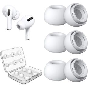 12 Premium Silicone Ear Tips for AirPods Pro/AirPods Pro 2 with Handy Storage Box in S/M/L Sizes for Ultimate Comfort. Includes 6 Pairs for Extended Use, White