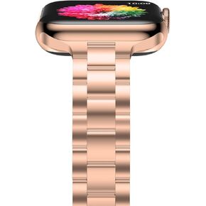 iiteeology Stainless Steel Band Compatible with Apple Watch Band 49mm 45mm 44mm 42mm 41mm 40mm 38mm, Slim Women Metal Strap for Apple Watch Ultra 2/Ultra Series 9/8/7/6/5/4