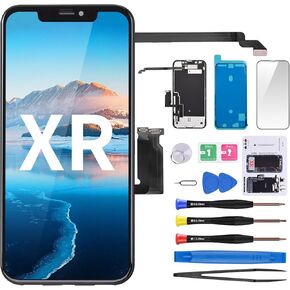 for iPhone XR Screen Replacement 6.1 inch Assembled with 3D LCD Screen Earpiece Ear Speaker Full Repair Tools Kit with Screen Protector Proximity Ambient Light Sensor A1984 A2105 A2106 A2108