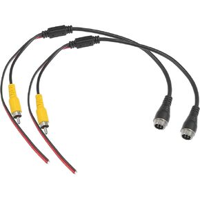 X AUTOHAUX 2pcs Car Camera Adapter 4 Pin to RCA Adapter M12 4-Pin Male to RCA AV Male with Trigger Wire Connector Wire Monitor Video Cable Adapter